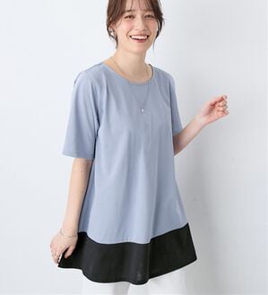 Viola e Viola（ヴィオラ エ ヴィオラ）の「【接触冷感】なめらか上品カットソー配色切替Ａラインチュニック（チュニック）」｜ブルー