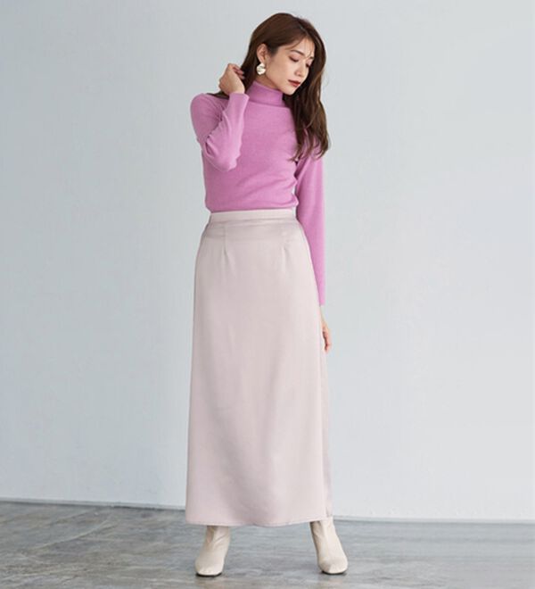 Pierrot（ピエロ）の「肌触りなめらかリブタートルネックニット（ニット・セーター）」｜詳細画像