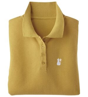 BELLUNA（ベルーナ）の「機能満載！綿混素材かのこポロシャツ（ポロシャツ）」｜イエロー(お座り猫)