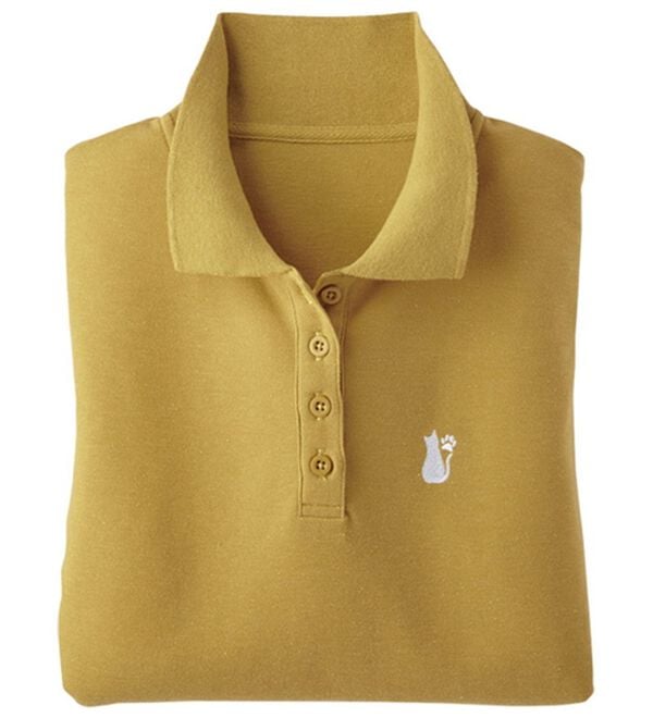 BELLUNA（ベルーナ）の「機能満載！綿混素材かのこポロシャツ（ポロシャツ）」｜イエロー(お座り猫)