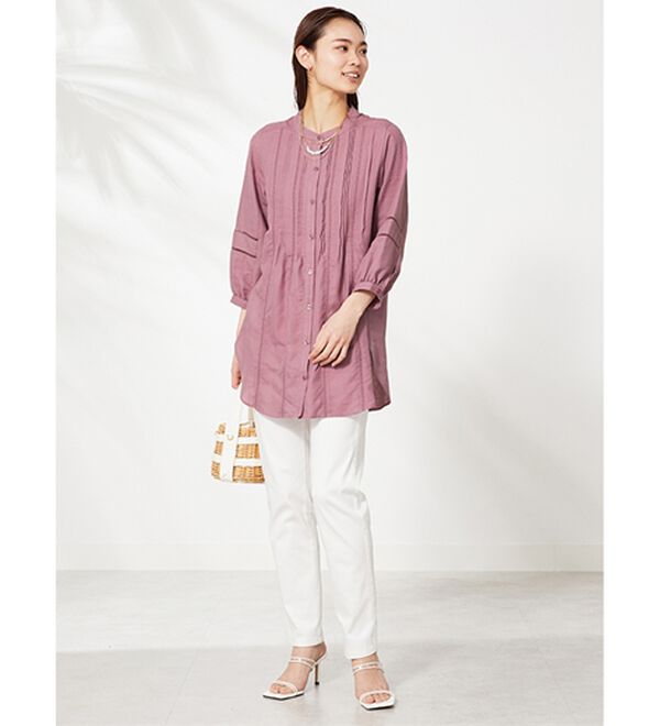 BELLUNA（ベルーナ）の「機能付リネン混ピンタック使いシャツチュニック（チュニック）」｜詳細画像