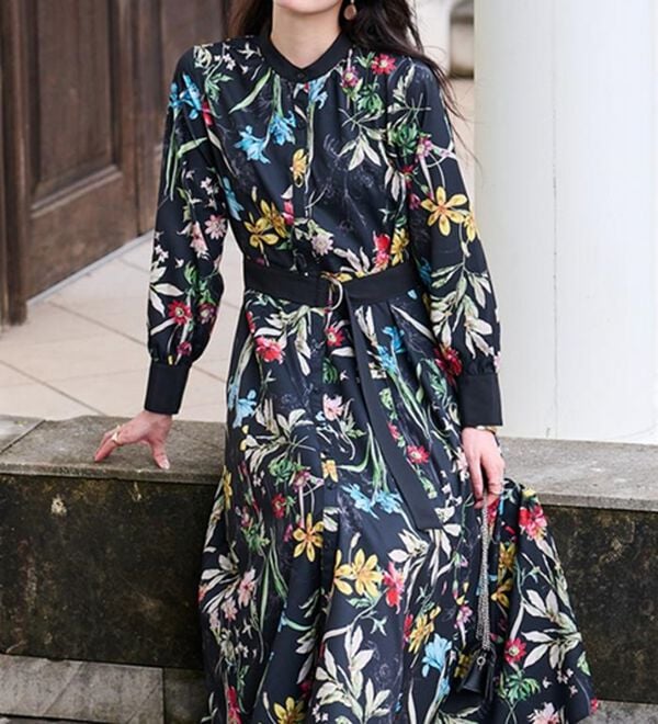 RANAN（ラナン）の「レトロフラワーシャツワンピース（プリントワンピース）」｜詳細画像