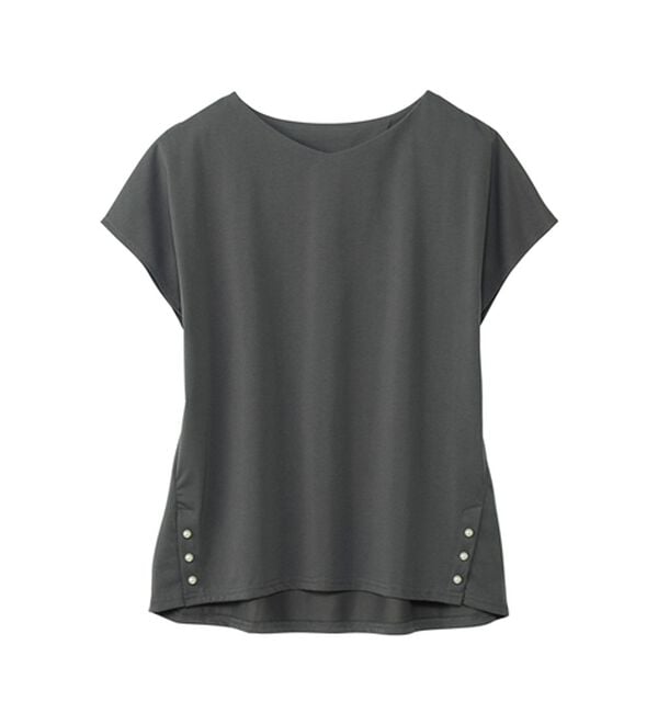 alotta（アロッタ）の「ひんやり裾パールデザインＴシャツ（カットソー）」｜詳細画像