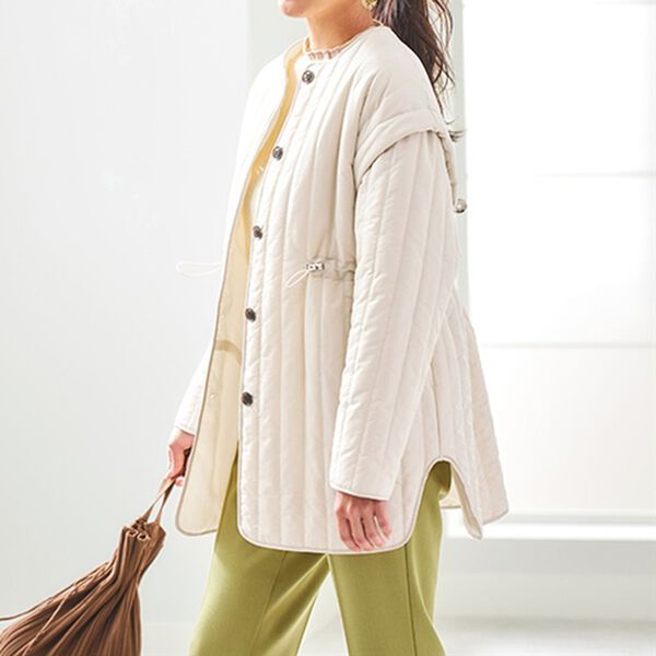 BELLUNA（ベルーナ）の「中わたストライプキルト２ＷＡＹコート（ハーフコート）」｜詳細画像