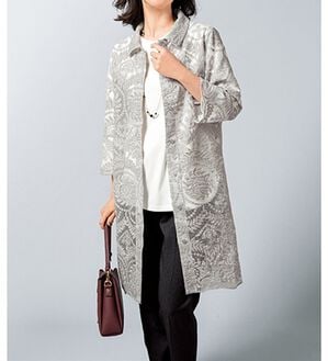 VINNO（ヴィノ）の「サークル刺しゅうジャケットアンサンブル（その他ジャケット）」｜ライトグレー