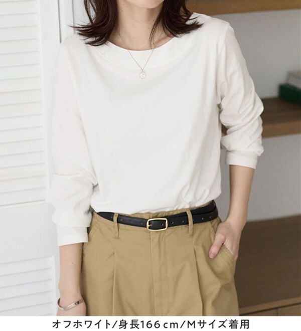 Viola e Viola（ヴィオラ エ ヴィオラ）の「柔らか綿１００％大人キレイTシャツ（カットソー）」｜詳細画像