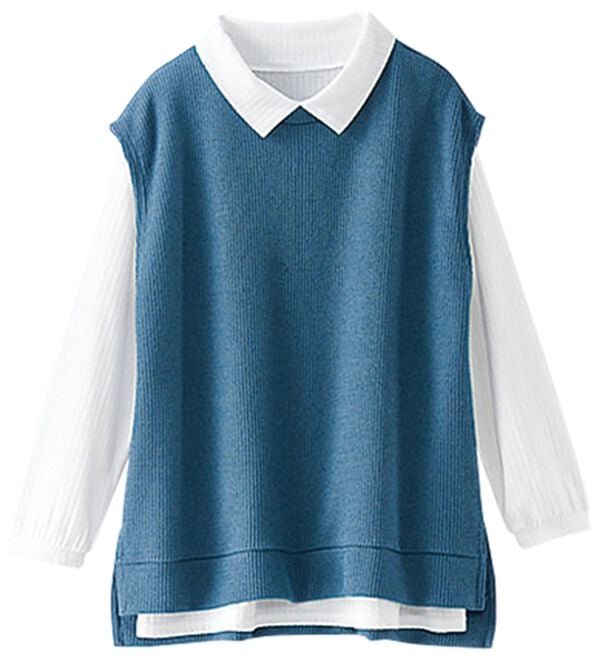 BELLUNA（ベルーナ）の「【新色追加】&ldquo;2点セット&rdquo;あぜ素材ベストアンサンブル（アンサンブル）」｜詳細画像