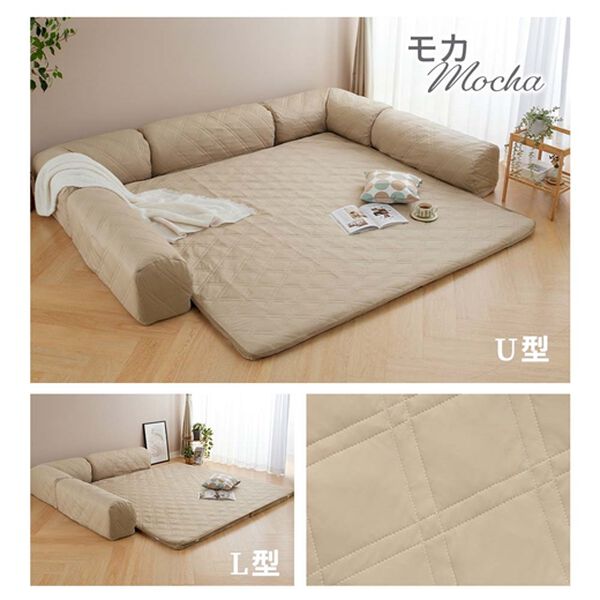 iellio（イエリオ）の「ゆったり・まったりクッション一体型ラグ　専用カバー（接触冷感タイプ）（ソファーカバー）」｜詳細画像
