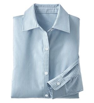 BELLUNA（ベルーナ）の「【選べる袖丈】洗える！ストレッチイージーケアシャツ（シャツ）」｜ブルーストライプ