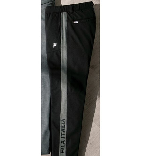 「＜フィラ＞のびのびニットテーパードパンツ（メンズフルレングスパンツ）」｜ブラック