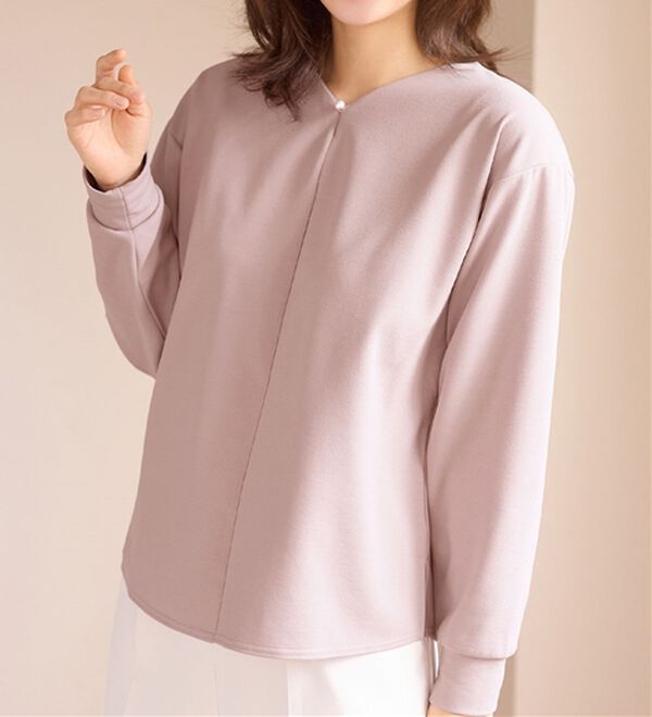 alotta（アロッタ）の「あったか裏起毛Ｖネックプルオーバー（カットソー）」｜詳細画像