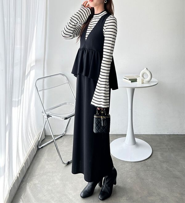 GeeRA（ジーラ）の「楽ちん！ペプラムジャンパースカート（ジャンパースカート）」｜詳細画像