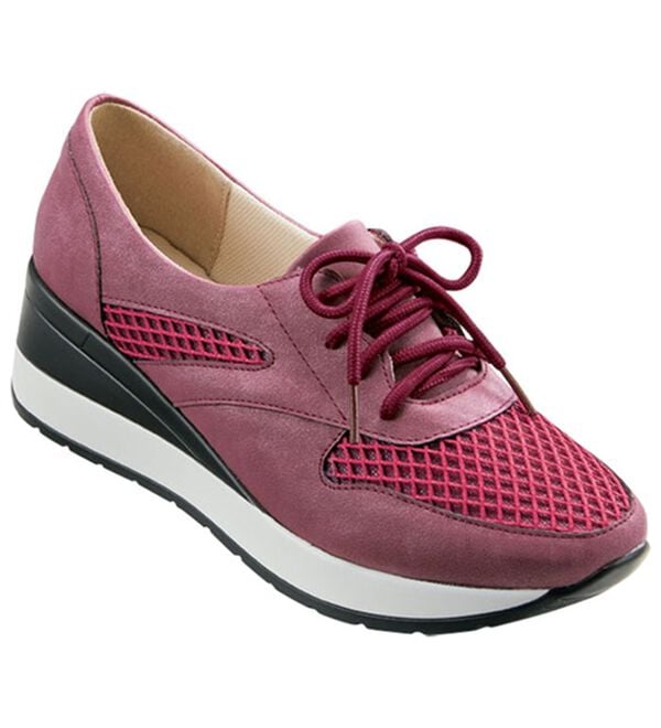 BELLUNA（ベルーナ）の「夏でも快適メッシュ素材ウェッジスニーカー（スニーカー）」｜ワイン