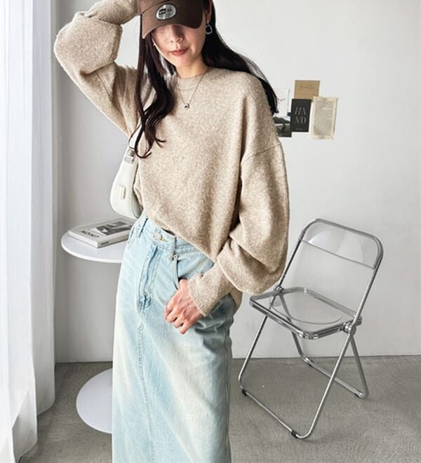 GeeRA（ジーラ）の「ゆるっと柔らか！袖ボリュームメランジニット（ニット・セーター）」｜詳細画像