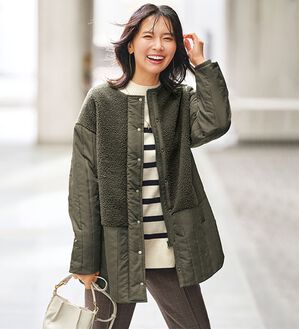 BELLUNA（ベルーナ）の「ボア切替キルトデザインミドル丈コート（ハーフコート）」｜詳細画像