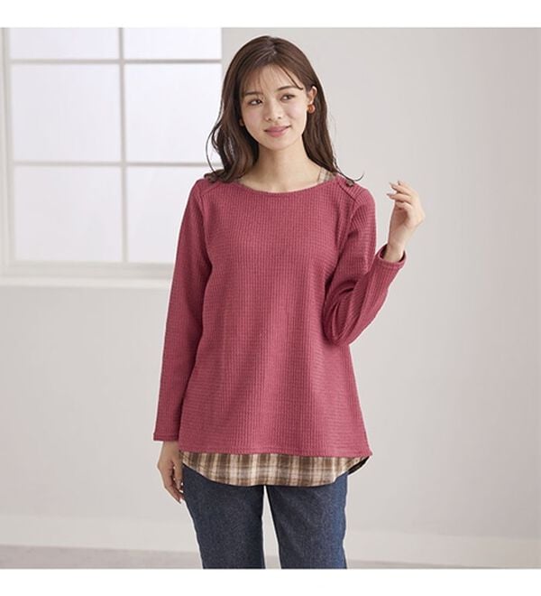 BELLUNA（ベルーナ）の「異素材重ね着風チュニック（チュニック）」｜詳細画像