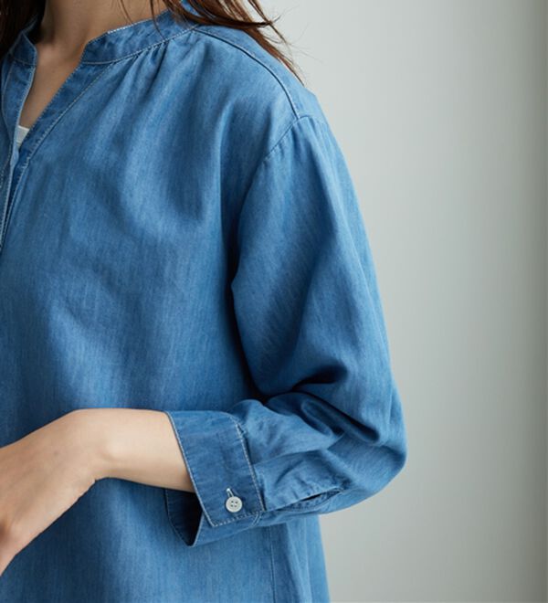 BELLUNA（ベルーナ）の「やわらかデニム素材シャツチュニック（チュニック）」｜詳細画像