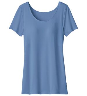 LAVIENNE（ラヴィエンヌ）の「＜さらりラボ＞カップ付半袖インナー（ブラトップ・カップ付きインナー）」｜ブルー