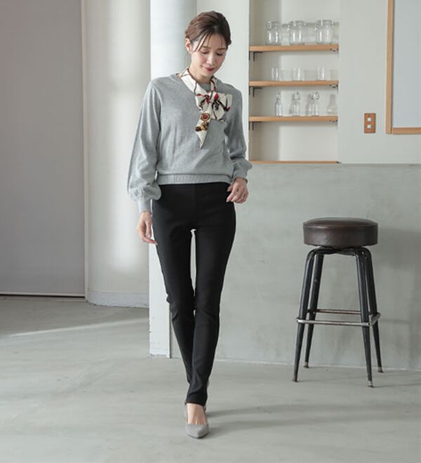 A HAPPY MARILYN（アハッピーマリリン）の「【Ｍ～８Ｌ】【選べる丈】のび～る ストレッチ ツイル 魔法の 美脚レギンスパンツ（スリム・スキニーパンツ）」｜詳細画像