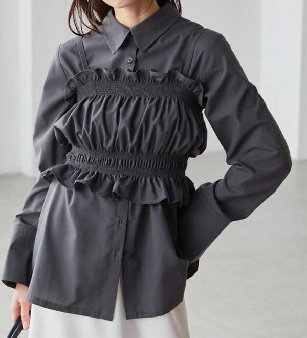 RANAN（ラナン）の「ビスチェ&times;レギュラーカラーシャツ（シャツ）」｜詳細画像