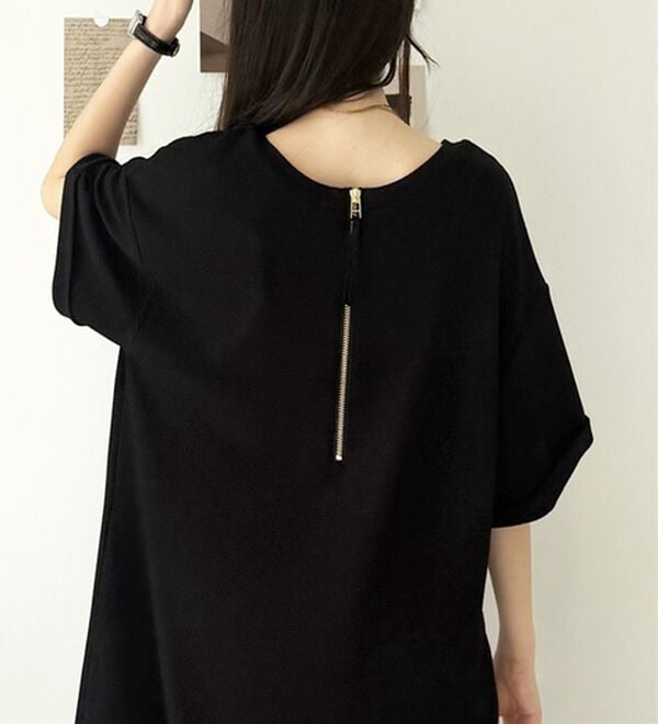 GeeRA（ジーラ）の「【ひんやり/着痩せ】ハーフジップ大人Ｔシャツワンピース（カットソーワンピース）」｜詳細画像