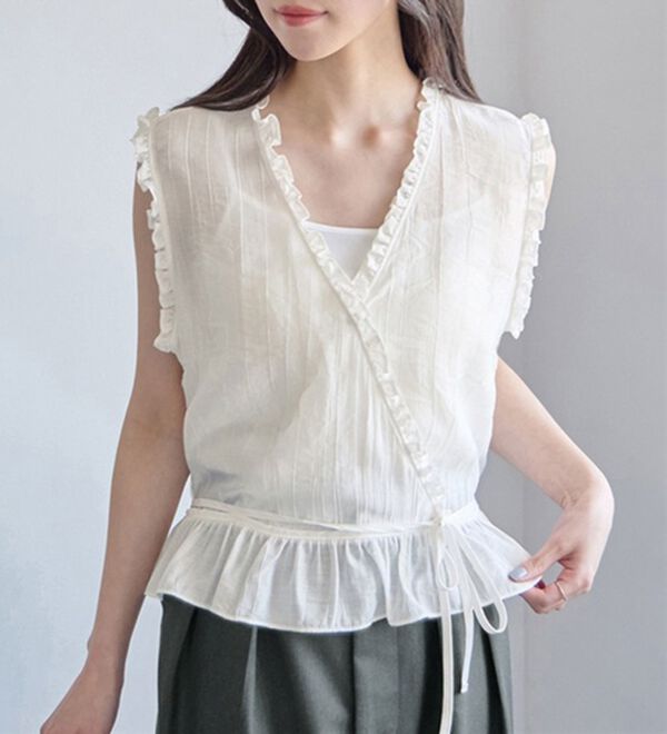 CHAN ME（チャンミ）の「カシュクールフリルブラウス（ブラウス）」｜詳細画像