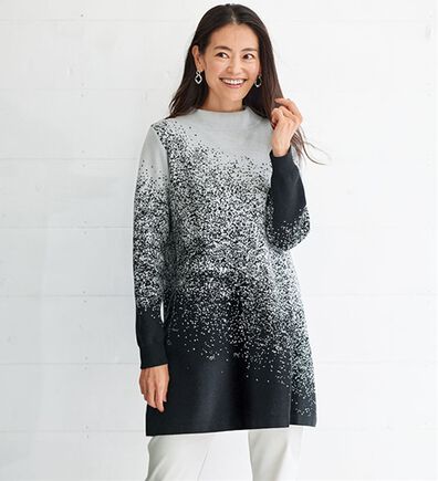 BELLUNA（ベルーナ）の「ロング丈配色ジャカードニットチュニック（チュニック）」