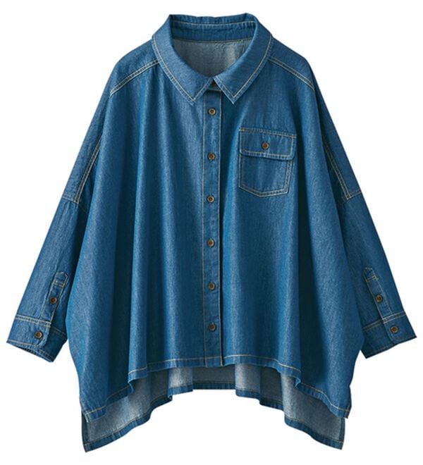 BELLUNA（ベルーナ）の「大人のゆるっと変形デニムシャツ（シャツ）」｜詳細画像