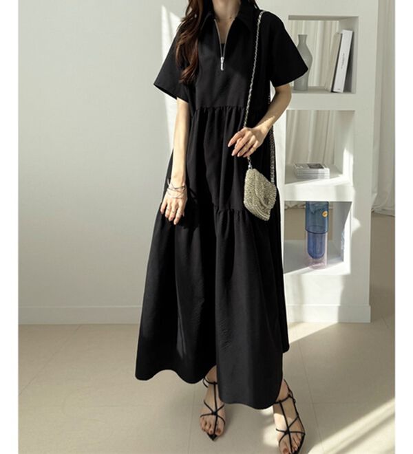 GeeRA（ジーラ）の「サッカーティアードハーフジップワンピース（その他ワンピース）」｜詳細画像