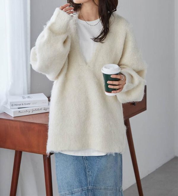 RANAN（ラナン）の「ディープキーネックシャギーニット（ニット・セーター）」｜詳細画像