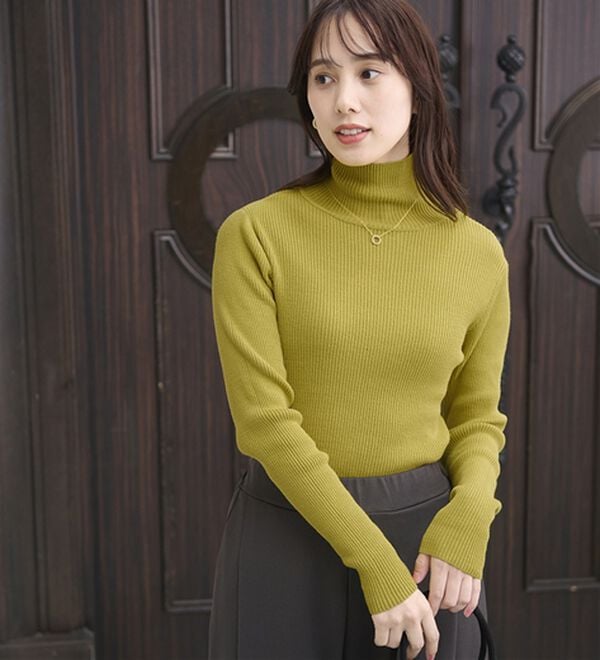 BELLUNA（ベルーナ）の「ハピネスコットン１００％&times;吸湿発熱リブタートルニット＜＆ｃｏｃｏｃｈｉ＞（ニット・セーター）」｜詳細画像