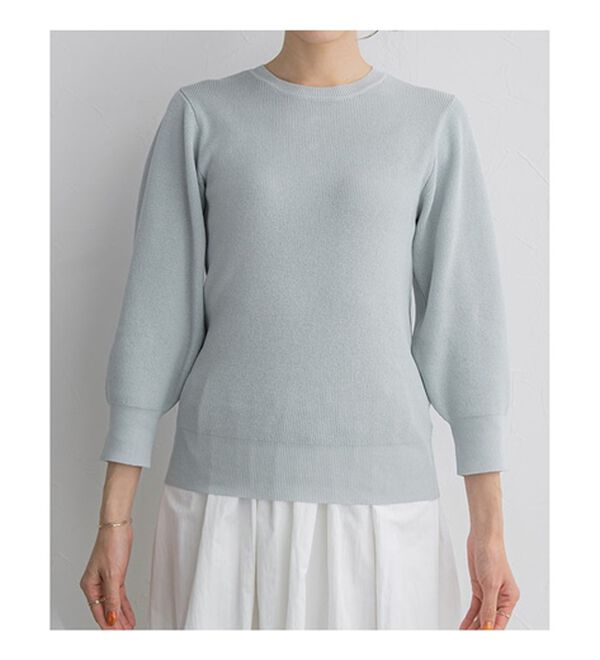 Pierrot（ピエロ）の「リネンタッチゴールドボタンパフスリーブニット（ニット・セーター）」｜詳細画像