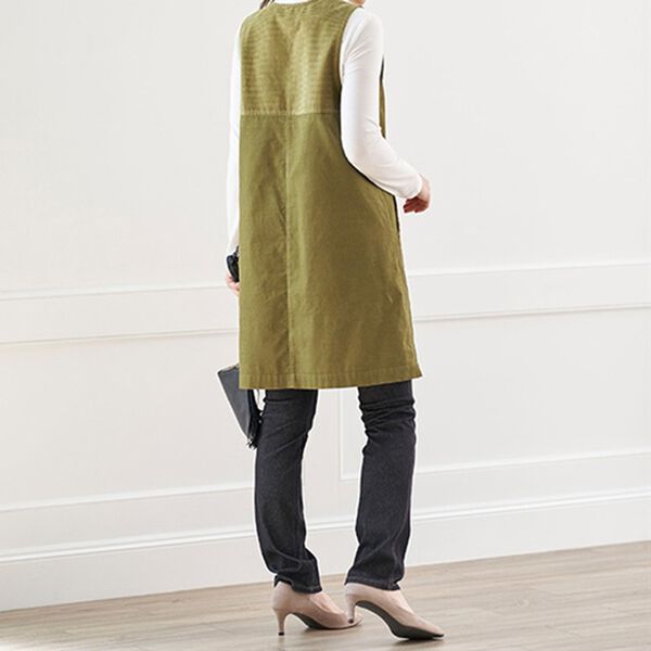 BELLUNA（ベルーナ）の「綿１００％コーデュロイ素材切替ジャンパードレス（チュニック）」｜詳細画像