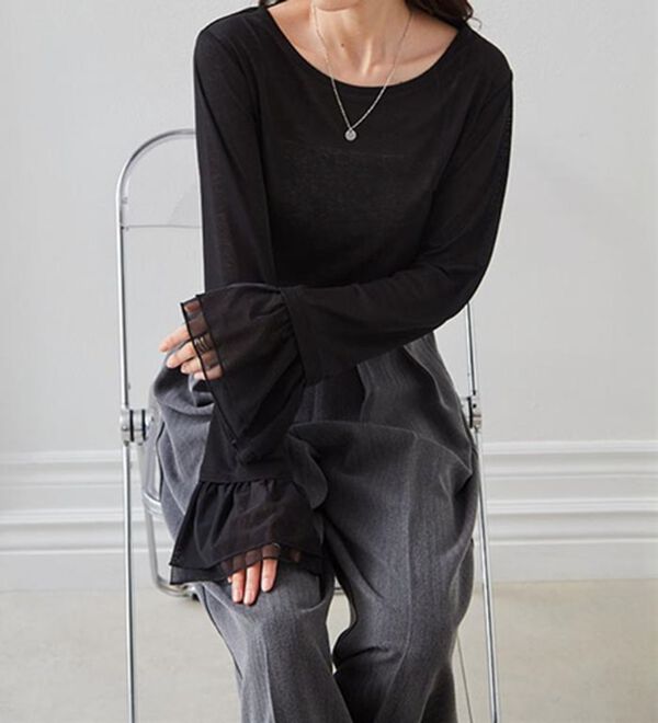 RANAN（ラナン）の「フレアーチュール袖スラブシアーＴ（カットソー）」｜詳細画像