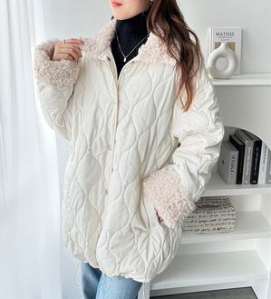 GeeRA（ジーラ）の「衿ボアミドル丈バルーンキルティングブルゾン（ブルゾン）」｜詳細画像