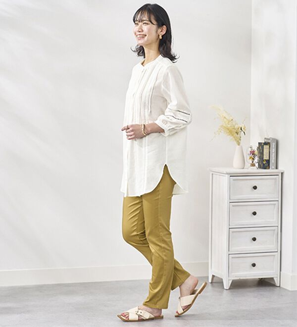 機能付リネン混ピンタック使いシャツチュニック - ベルーナ【公式】