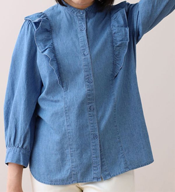 BELLUNA（ベルーナ）の「デニム素材フリルデザインブラウス（ブラウス）」｜詳細画像