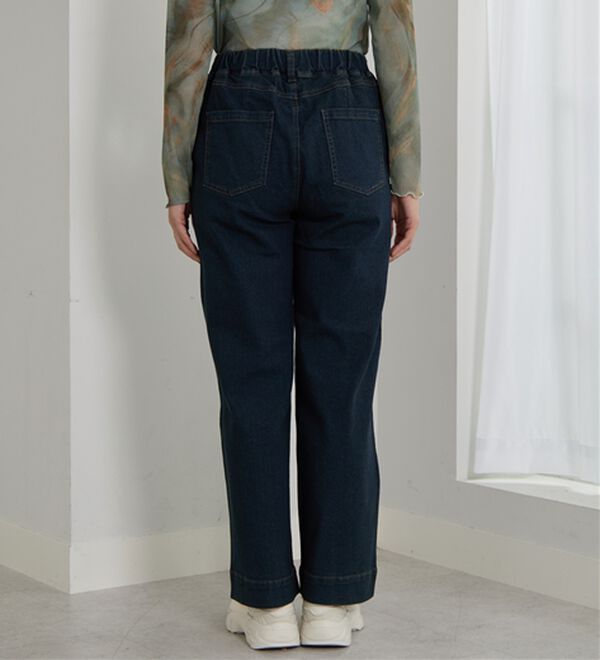 BELLUNA（ベルーナ）の「【選べる2丈】裾切替デザインワイドストレートデニム（ワイドパンツ・ガウチョ）」｜詳細画像