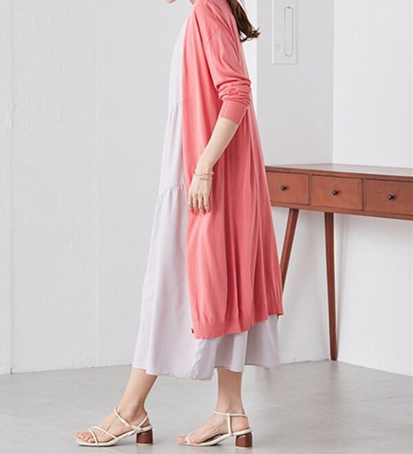 RANAN（ラナン）の「ロング丈Ｖネックニットカーデ（ニットカーディガン）」｜詳細画像