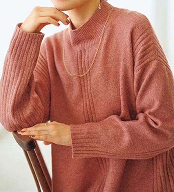 BELLUNA（ベルーナ）の「【快適Ｌａｂ．】洗える＆チクチクしにくい！ウール調ニットプルオーバー（ニット・セーター）」｜ピンク