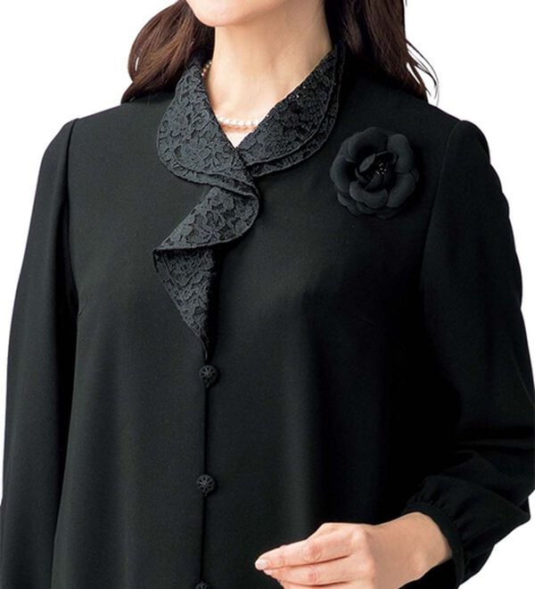 ルフラン（ルフラン）の「レースフリル衿ワンピース（ブラックフォーマル（喪服・礼服））」｜詳細画像