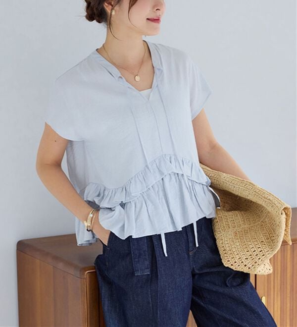 alotta（アロッタ）の「裾ティアードキーネックブラウス（ブラウス）」｜詳細画像