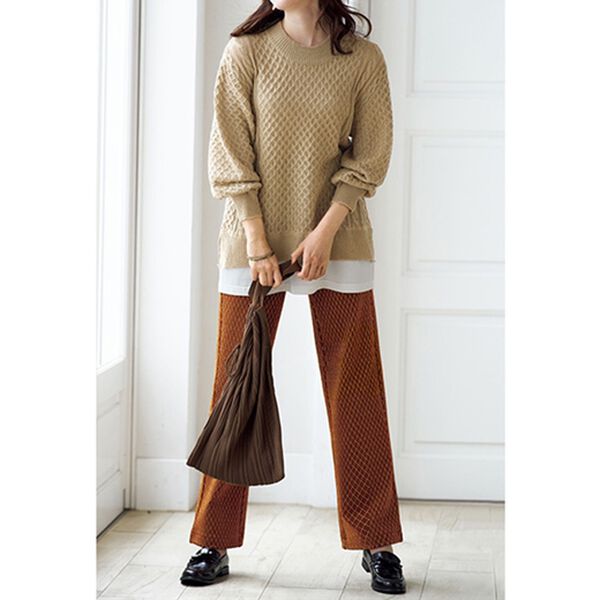 BELLUNA（ベルーナ）の「１枚でコーデが完成！重ね着風プルオーバー（ニット・セーター）」｜詳細画像