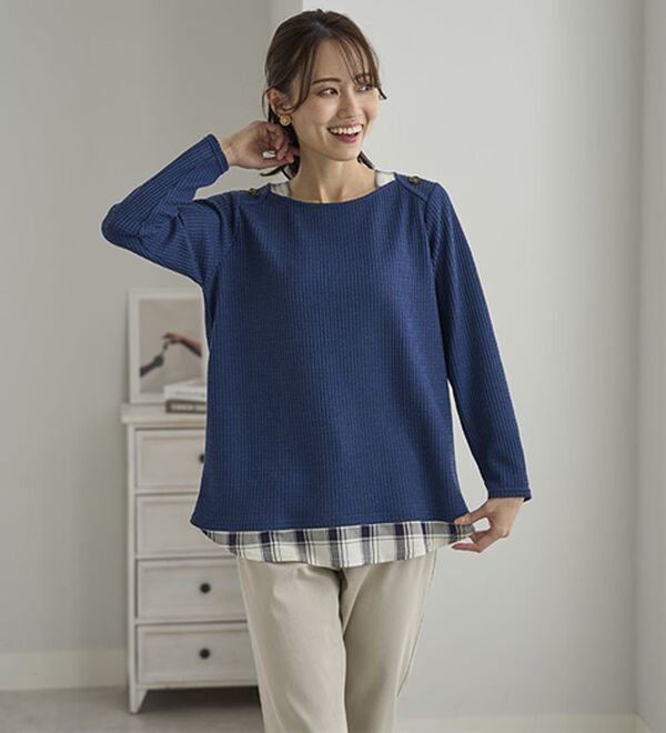 BELLUNA（ベルーナ）の「異素材重ね着風チュニック（チュニック）」｜詳細画像