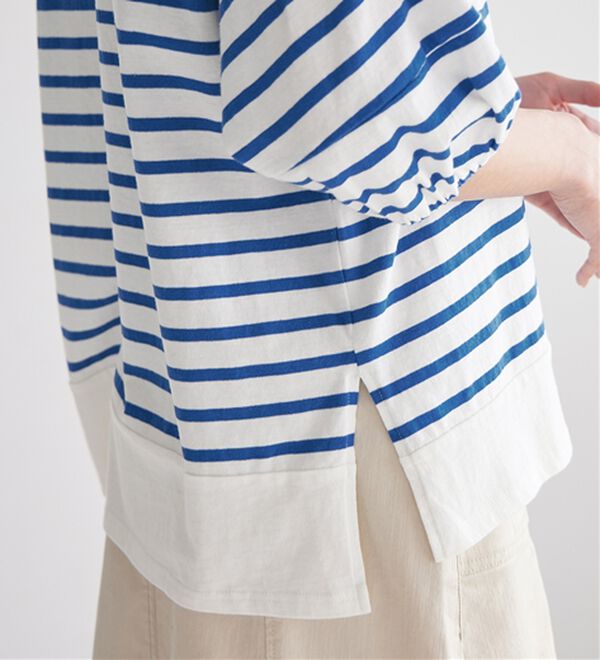 Viola e Viola（ヴィオラ エ ヴィオラ）の「綿１００％バスクボーダーランタン袖トップス（カットソー）」｜詳細画像