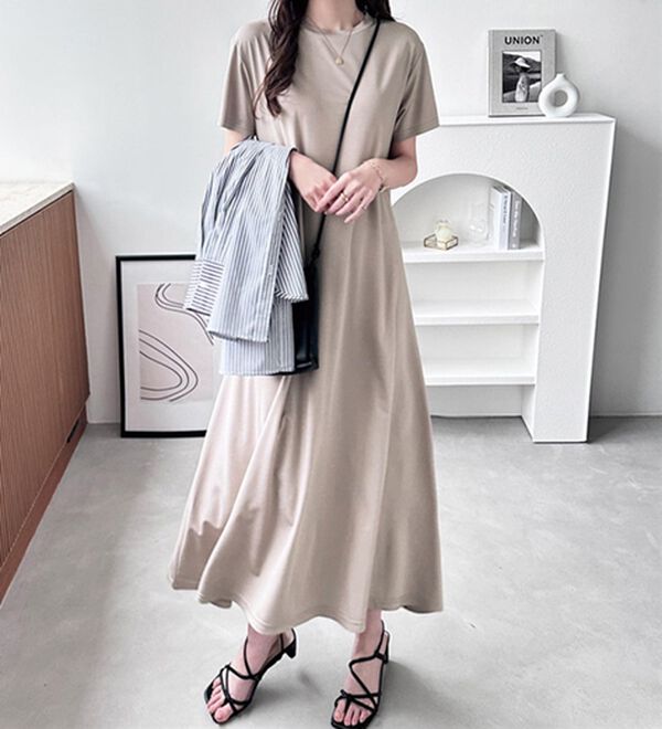 GeeRA（ジーラ）の「【接触冷感】フレアーシルエットロングワンピース（ロングワンピース）」｜詳細画像