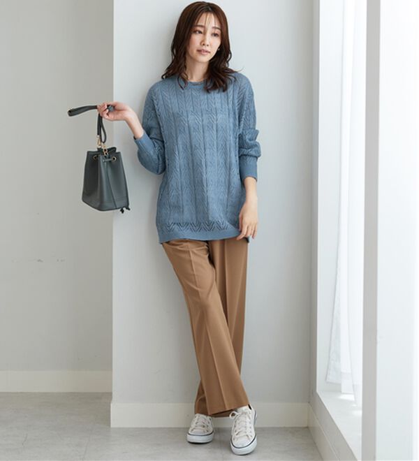 BELLUNA（ベルーナ）の「幾何柄透かし編ニットチュニック（チュニック）」｜詳細画像