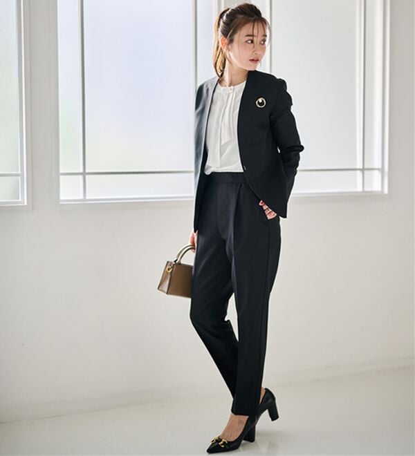 RANAN（ラナン）の「【選べる衿】洗える！春夏ロングシーズン着用可能ベーシック２点ライトスーツ（パンツスーツ）」｜詳細画像