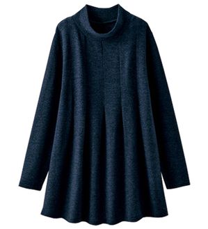 BELLUNA（ベルーナ）の「杢調素材タックデザインチュニック（チュニック）」｜ネイビー