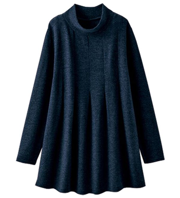 BELLUNA（ベルーナ）の「杢調素材タックデザインチュニック（チュニック）」｜ネイビー